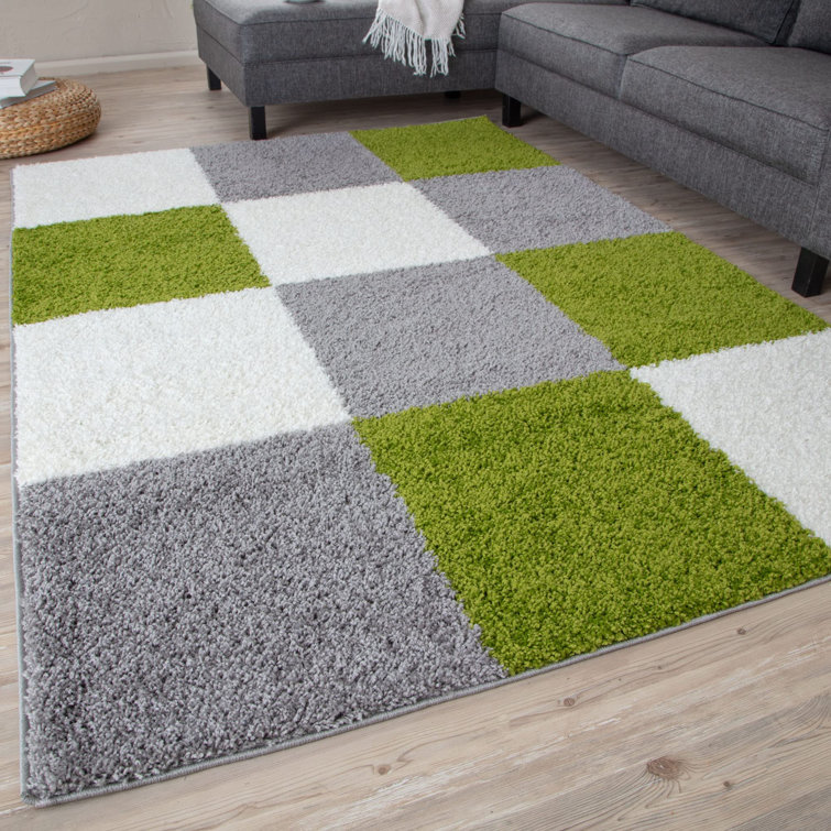 Ebern Designs Elephus Shaggy Green Rug Wayfair.co.uk